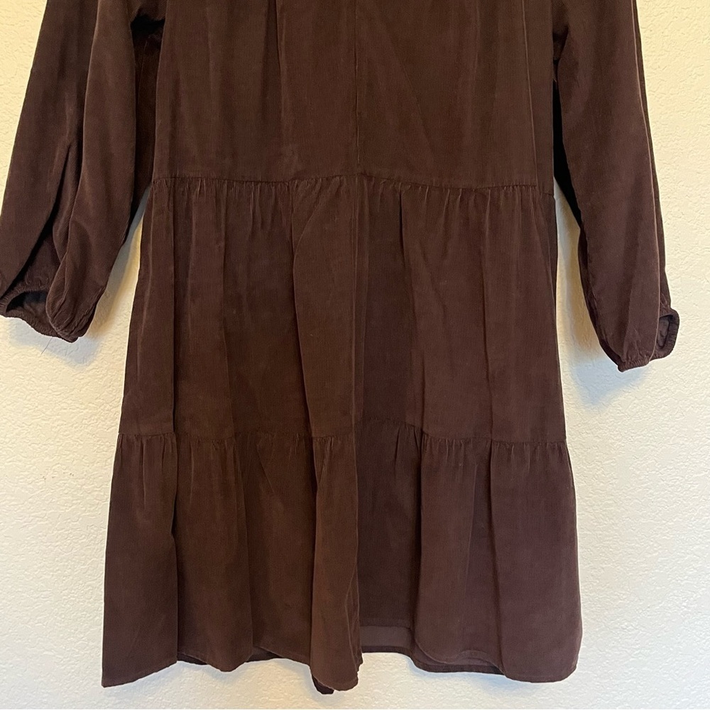 Sonoma Brown Corduroy Long Sleeve Tiered Waist Dress Women's Small - Picture 4 of 11